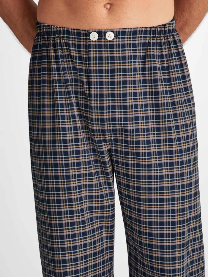 Derek Rose Classic Fit Pajamas Barker 37 Cotton Navy Men Classic Fit Pajamas