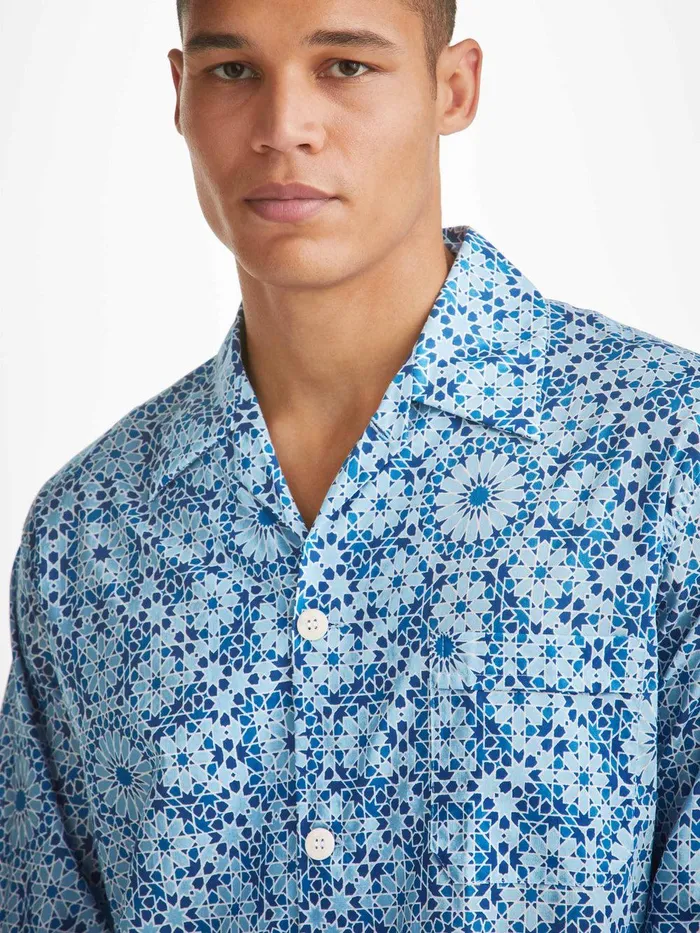Derek Rose Classic Fit Pajamas Ledbury 69 Cotton Batiste Blue Men Cotton Pajamas Derek Rose Classic Fit Pajamas Ledbury 69 Cotton Batiste Blue Men Cotton Pajamas