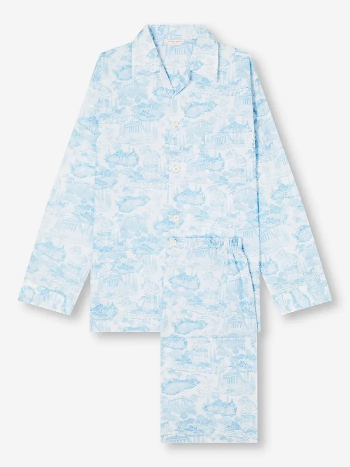 Derek Rose Classic Fit Pajamas Ledbury 77 Cotton Batiste White Men Cotton Pajamas