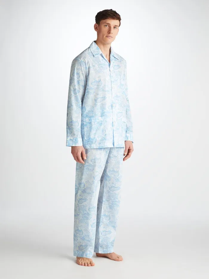 Derek Rose Classic Fit Pajamas Ledbury 77 Cotton Batiste White Men Cotton Pajamas