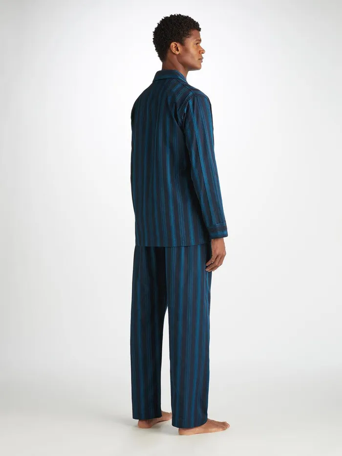 Derek Rose Classic Fit Pajamas Royal 222 Cotton Navy Men Classic Fit Pajamas