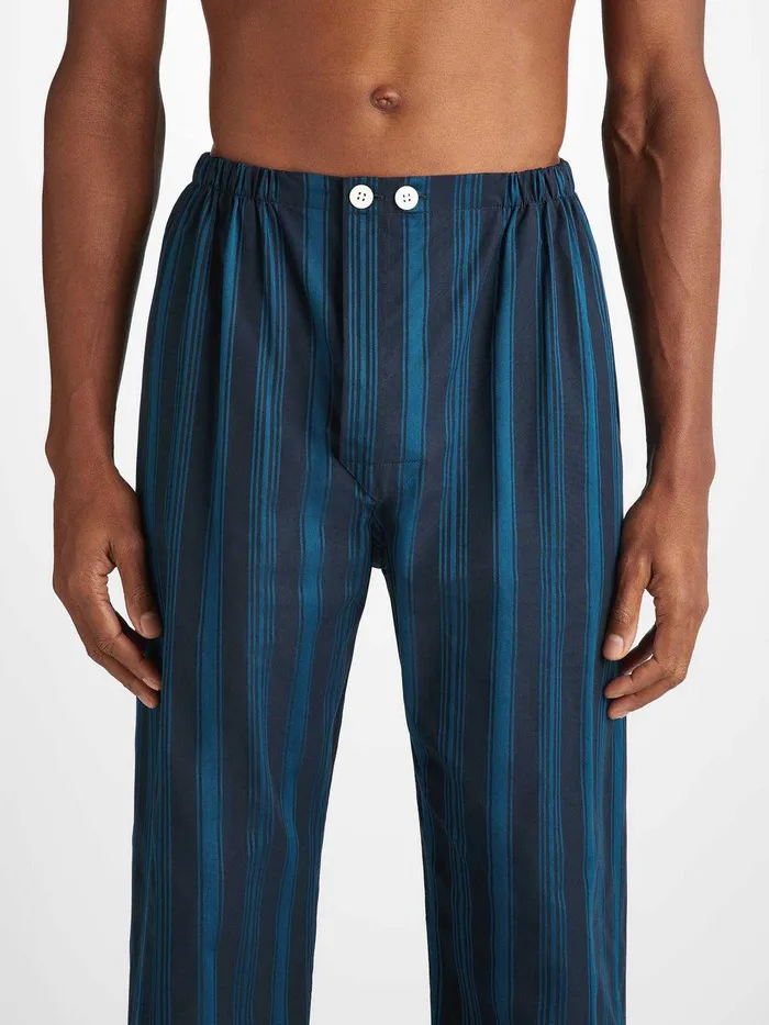 Derek Rose Classic Fit Pajamas Royal 222 Cotton Navy Men Classic Fit Pajamas