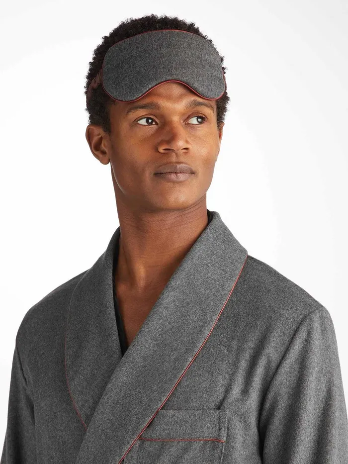 Derek Rose Eye Mask Duke Cashmere Charcoal MenWomen Eye Masks