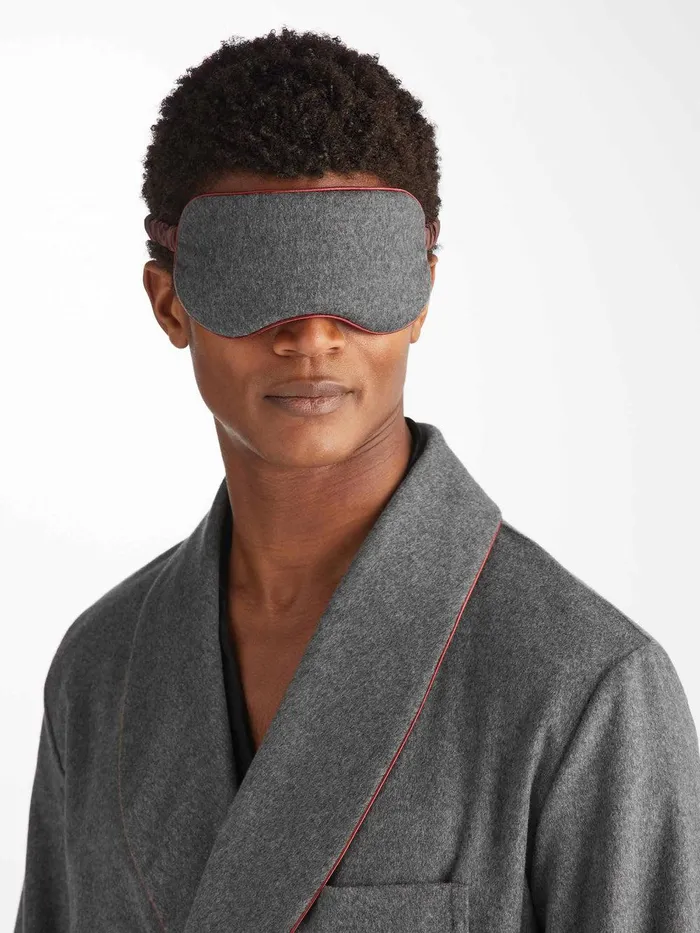 Derek Rose Eye Mask Duke Cashmere Charcoal MenWomen Eye Masks