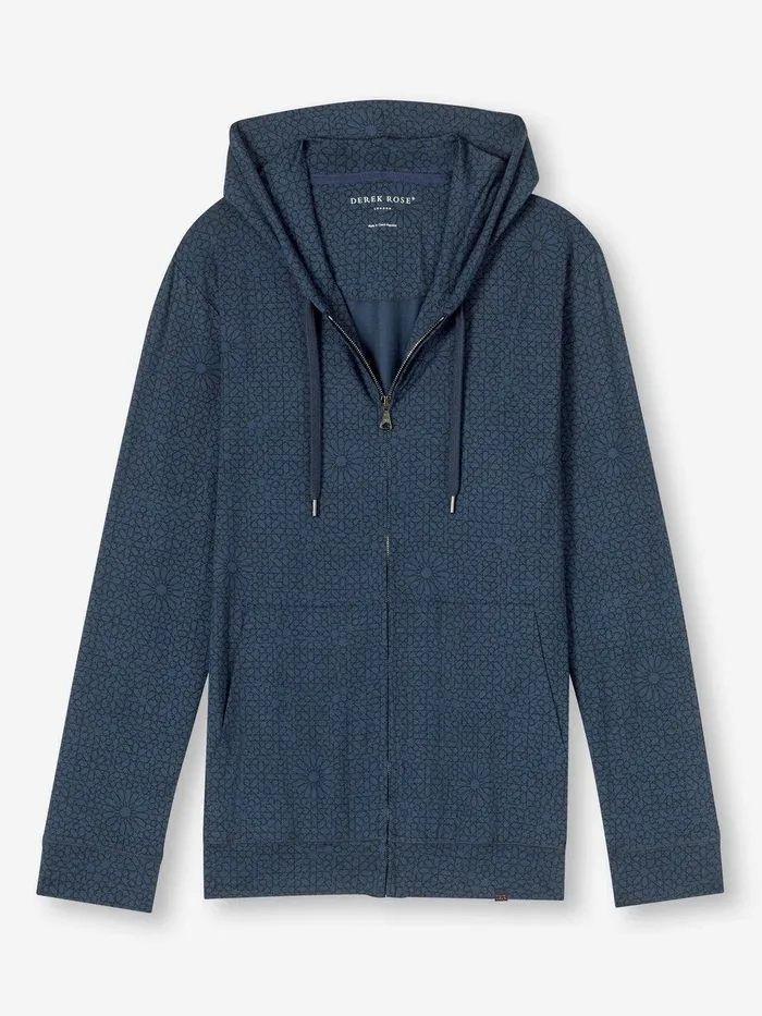Derek Rose Hoodie London 12 Micro Modal Navy Men Hooded Tops