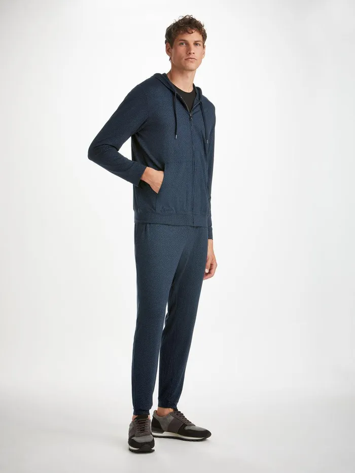 Derek Rose Hoodie London 12 Micro Modal Navy Men Hooded Tops
