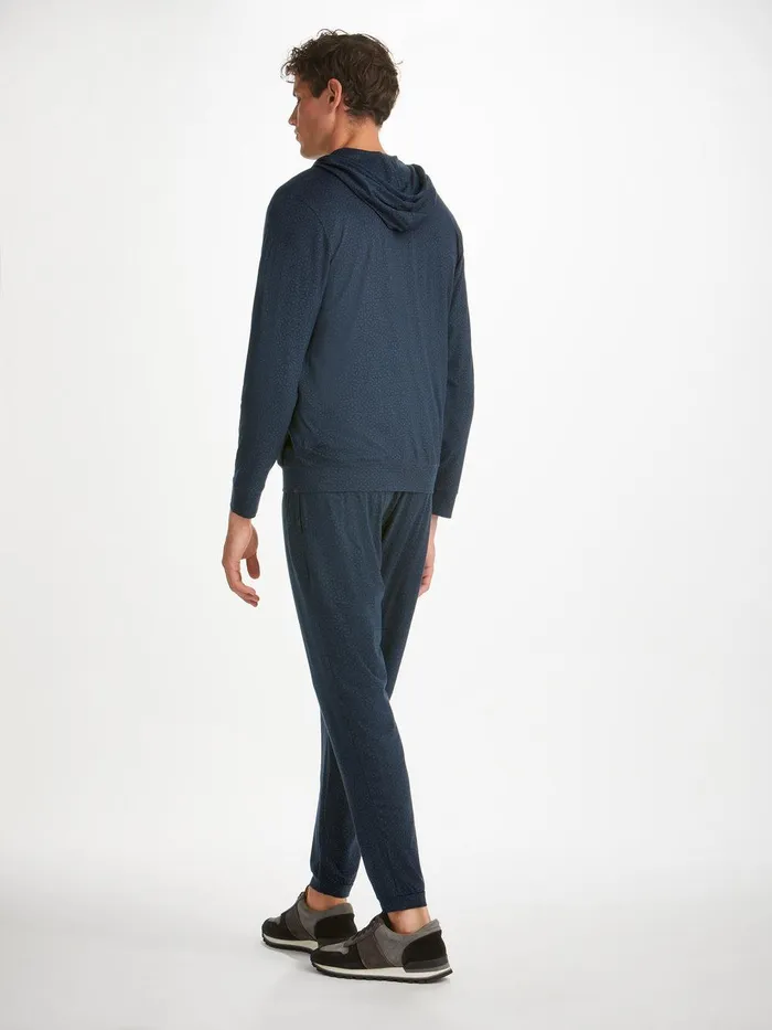 Derek Rose Hoodie London 12 Micro Modal Navy Men Hooded Tops