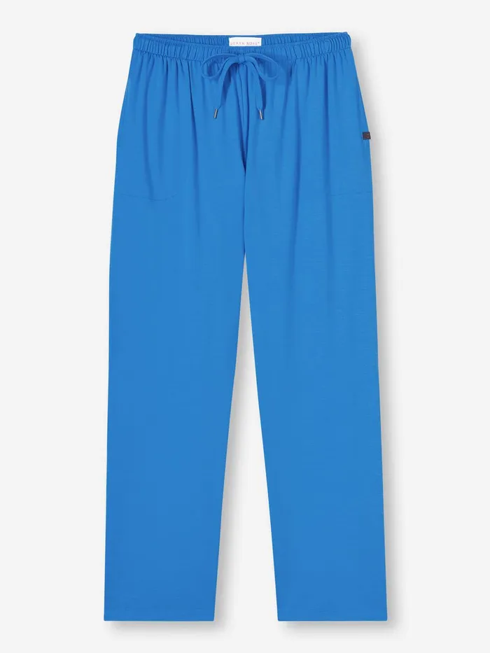Derek Rose Lounge Pants Basel Micro Modal Stretch Azure Blue Men Lounge Pants