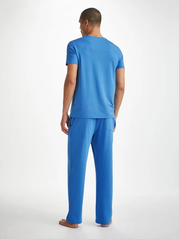Derek Rose Lounge Pants Basel Micro Modal Stretch Azure Blue Men Lounge Pants