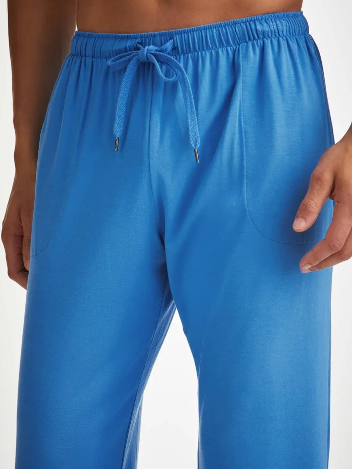 Derek Rose Lounge Pants Basel Micro Modal Stretch Azure Blue Men Lounge Pants