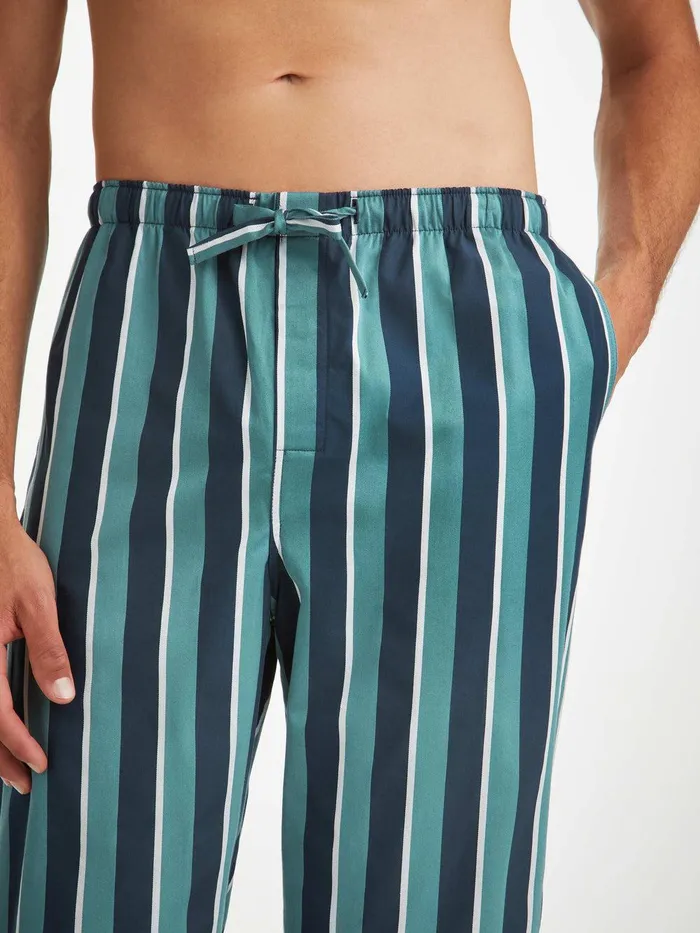 Derek Rose Lounge Pants Royal 221 Cotton Teal Men Lounge Pants