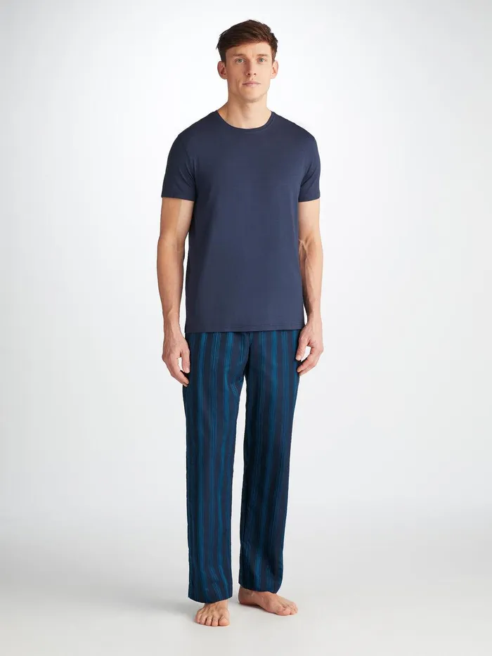Derek Rose Lounge Pants Royal 222 Cotton Navy Men Lounge Pants