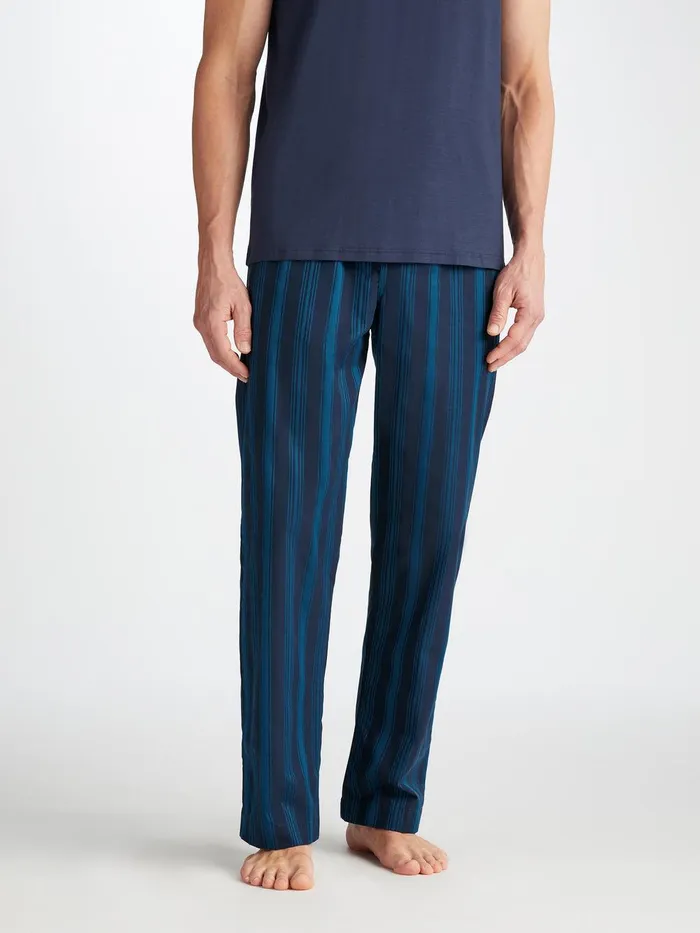 Derek Rose Lounge Pants Royal 222 Cotton Navy Men Lounge Pants
