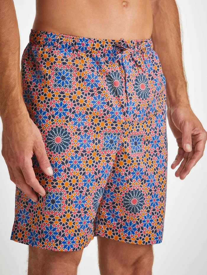 Derek Rose Lounge Shorts Ledbury 69 Cotton Batiste Multi Men Lounge Shorts