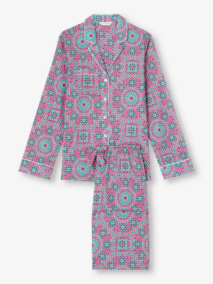 Derek Rose Pajamas Ledbury 69 Cotton Batiste Pink Women Cotton Pajamas