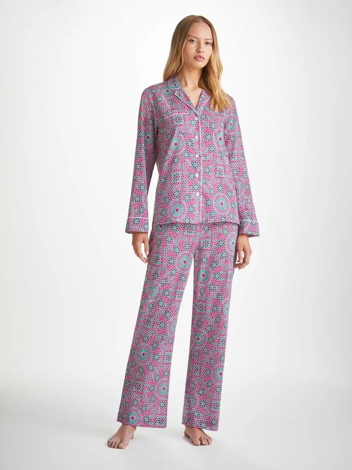 Derek Rose Pajamas Ledbury 69 Cotton Batiste Pink Women Cotton Pajamas