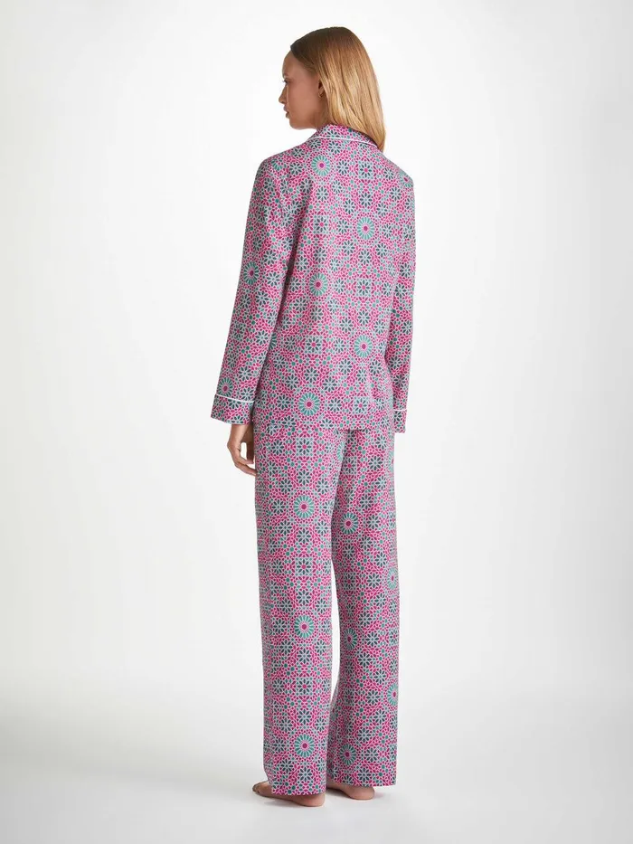 Derek Rose Pajamas Ledbury 69 Cotton Batiste Pink Women Cotton Pajamas