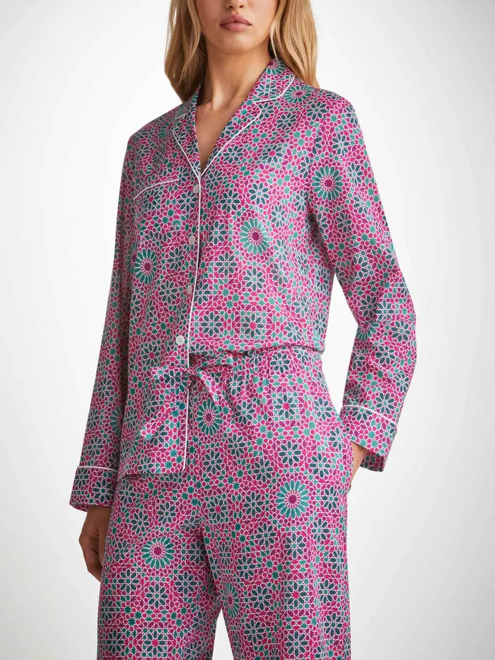 Derek Rose Pajamas Ledbury 69 Cotton Batiste Pink Women Cotton Pajamas