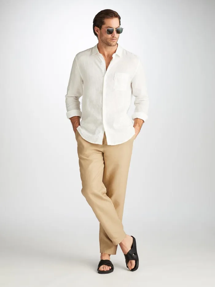 Derek Rose Pants Sydney Linen Sand Men Casual Pants