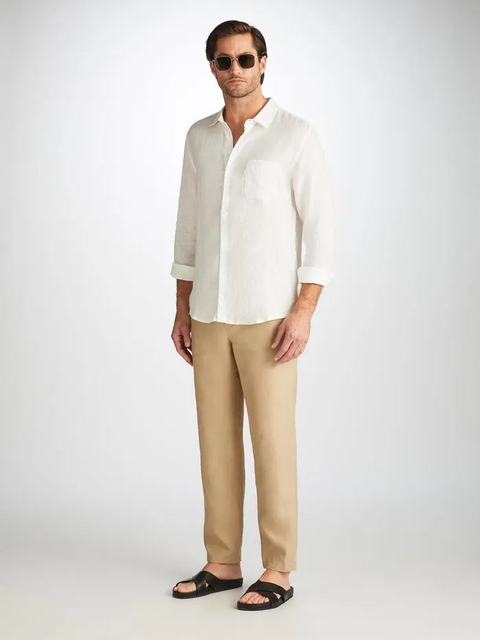 Derek Rose Pants Sydney Linen Sand Men Casual Pants