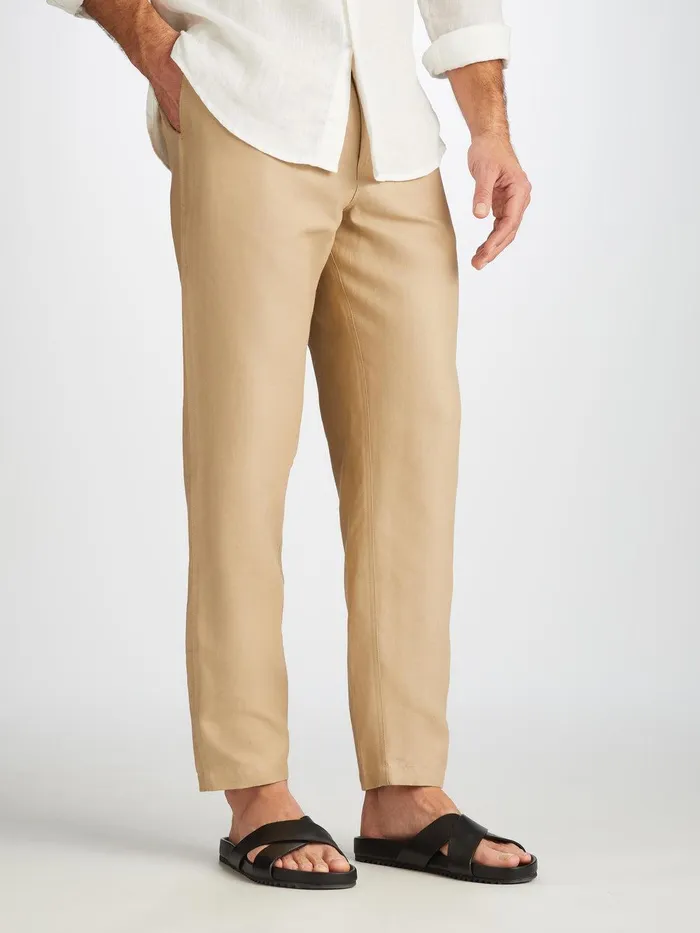 Derek Rose Pants Sydney Linen Sand Men Casual Pants
