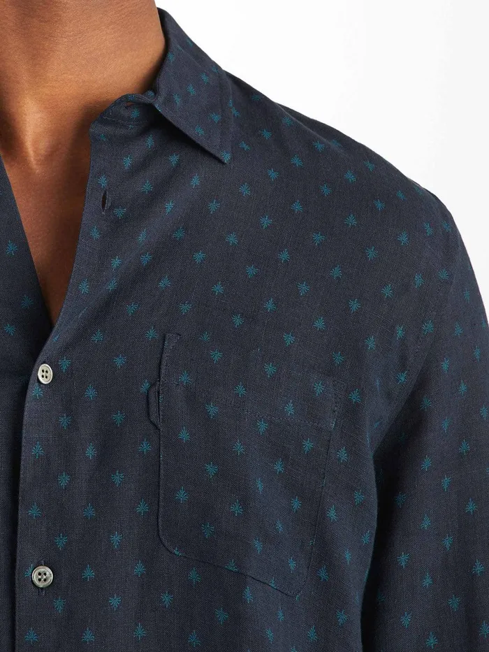 Derek Rose Shirt Milan 25 Linen Navy Men Casual Shirts