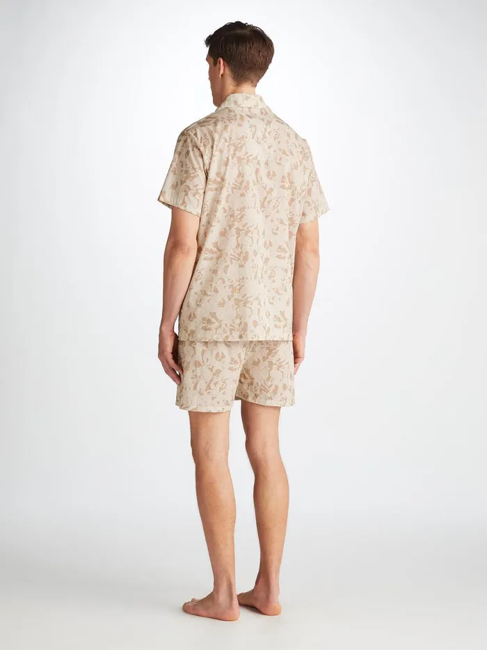 Derek Rose Short Pajamas Ledbury 73 Cotton Batiste Sand Men Cotton Pajamas