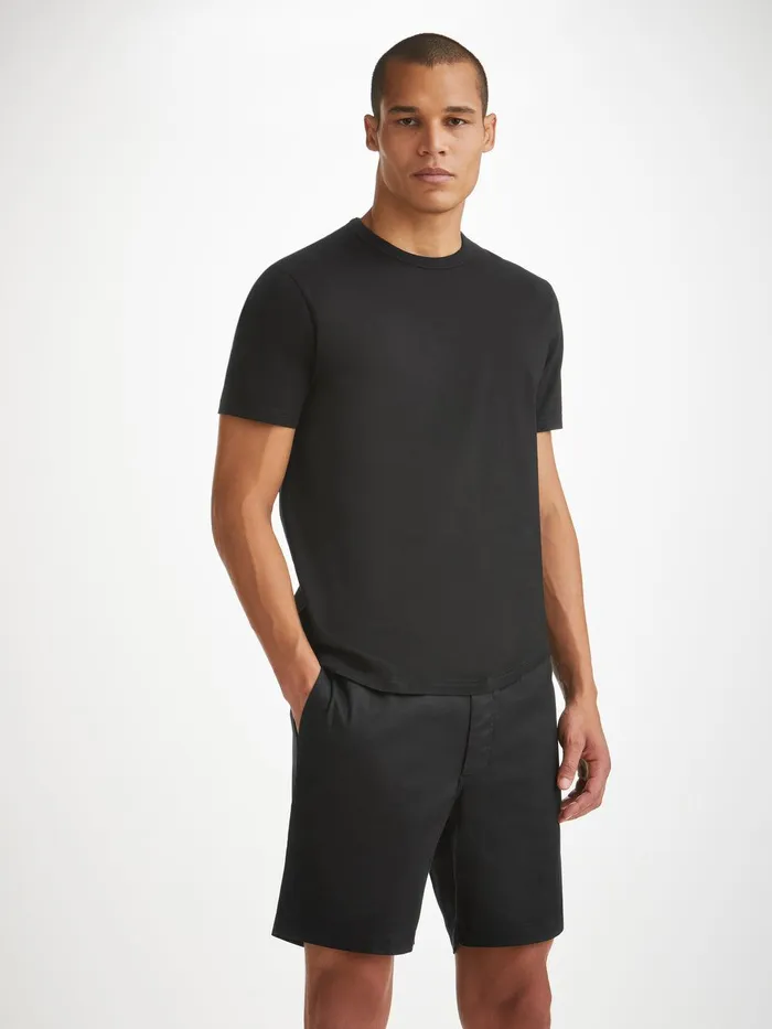 Derek Rose Shorts Harris Lyocell Cotton Black Men Casual Shorts