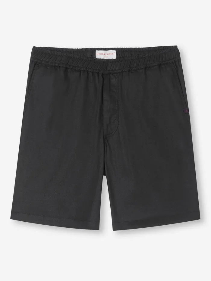 Derek Rose Shorts Harris Lyocell Cotton Black Men Casual Shorts