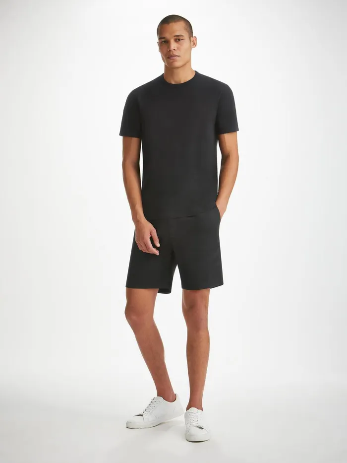 Derek Rose Shorts Harris Lyocell Cotton Black Men Casual Shorts