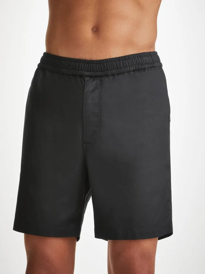 Derek Rose Shorts Harris Lyocell Cotton Black Men Casual Shorts