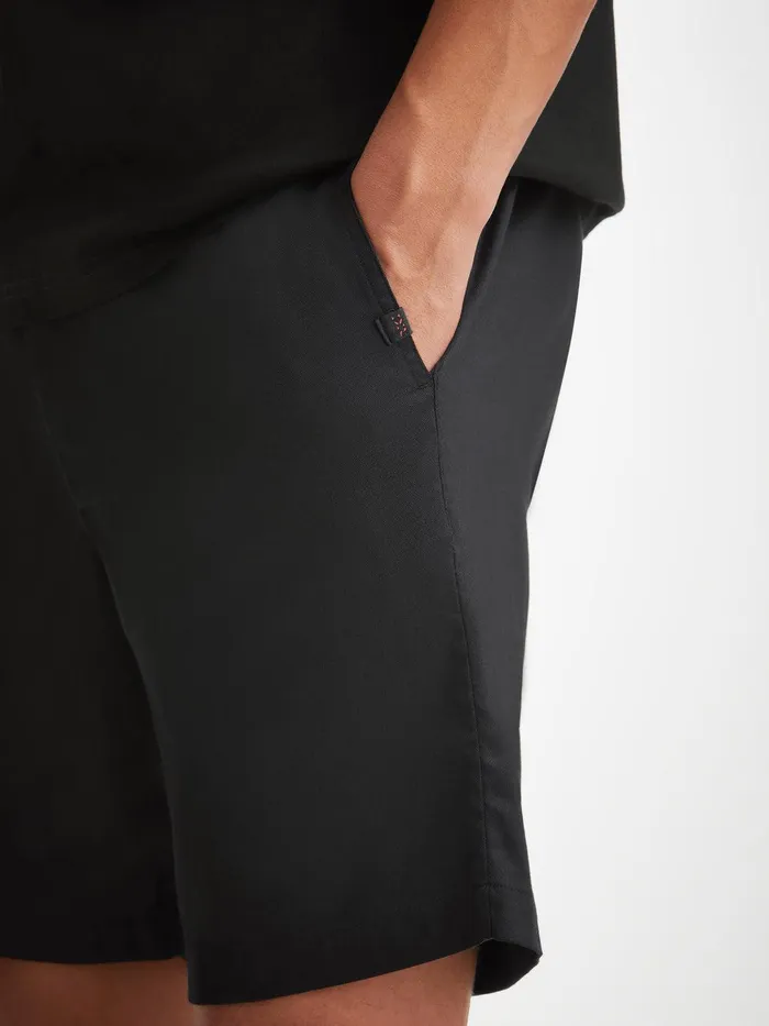 Derek Rose Shorts Harris Lyocell Cotton Black Men Casual Shorts