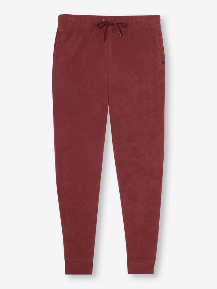 Derek Rose Sweatpants Isaac Terry Cotton Burgundy Men Casual Pants