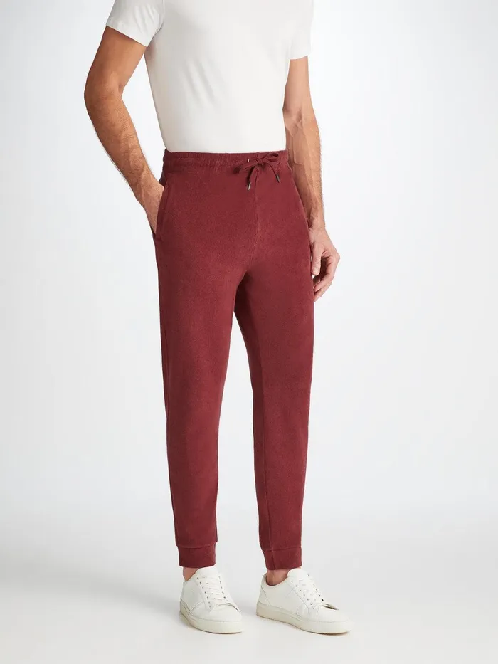 Derek Rose Sweatpants Isaac Terry Cotton Burgundy Men Casual Pants