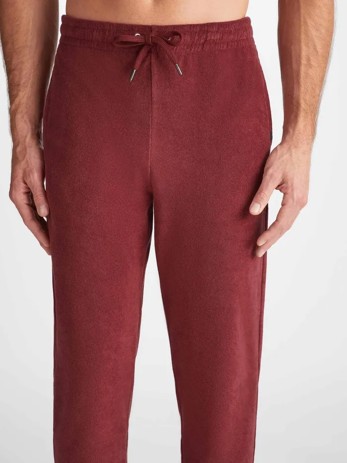 Derek Rose Sweatpants Isaac Terry Cotton Burgundy Men Casual Pants