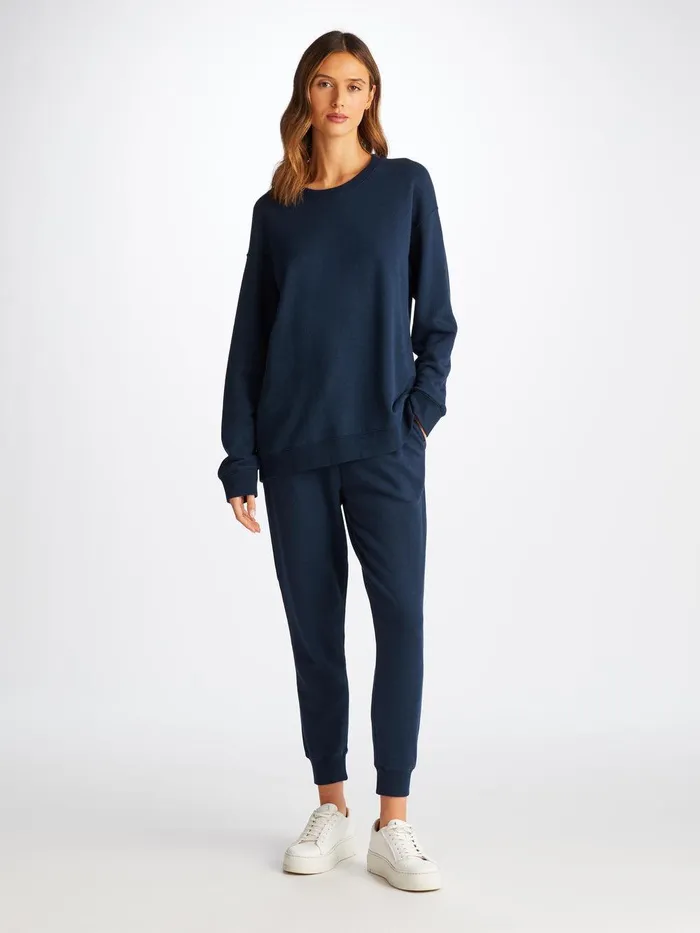 Derek Rose Sweatpants Quinn Cotton Modal Stretch Navy Women Casual Pants