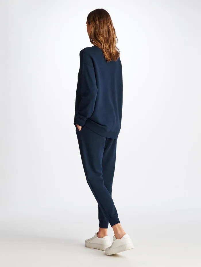 Derek Rose Sweatpants Quinn Cotton Modal Stretch Navy Women Casual Pants