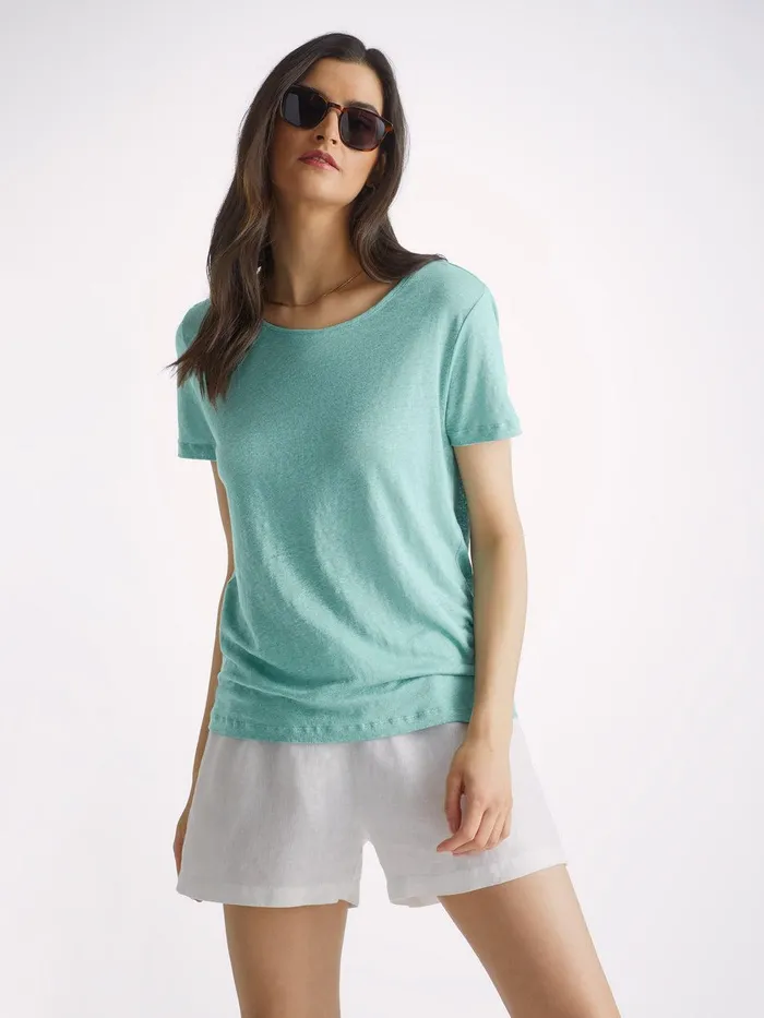 Derek Rose TShirt Jordan Linen Soft Aqua Women Short Sleeve TShirts
