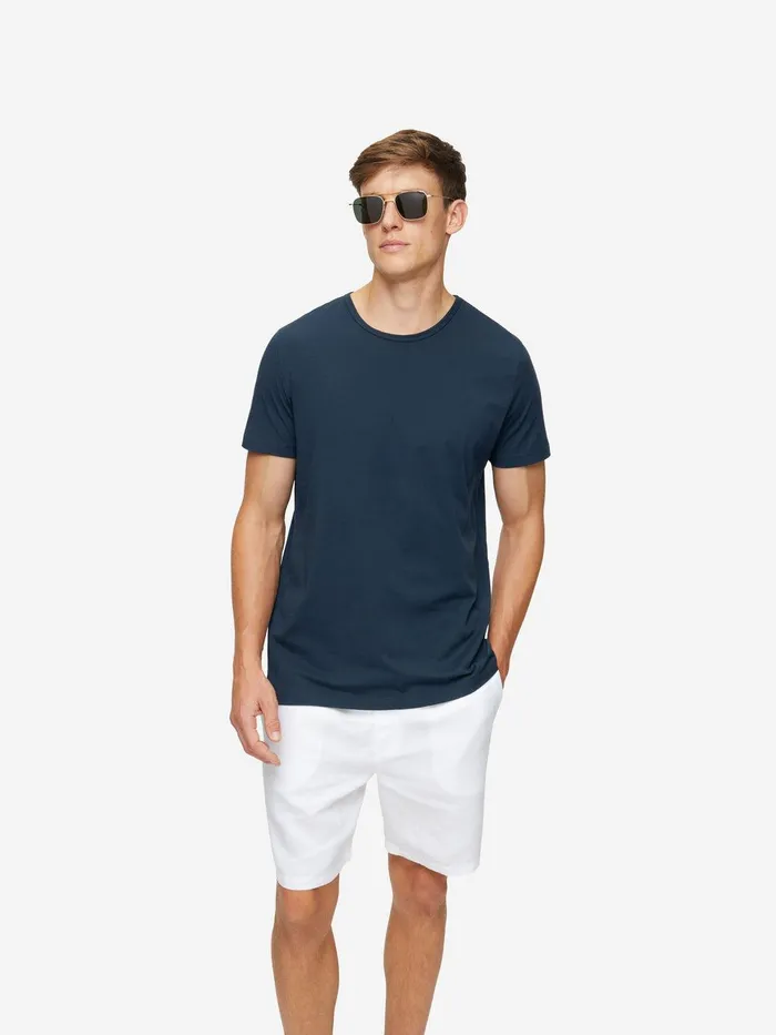 Derek Rose TShirt Riley Pima Cotton Navy Men Short Sleeve TShirts
