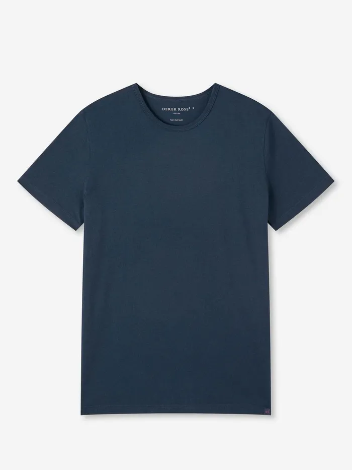 Derek Rose TShirt Riley Pima Cotton Navy Men Short Sleeve TShirts