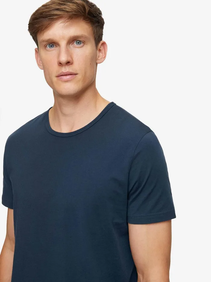 Derek Rose TShirt Riley Pima Cotton Navy Men Short Sleeve TShirts