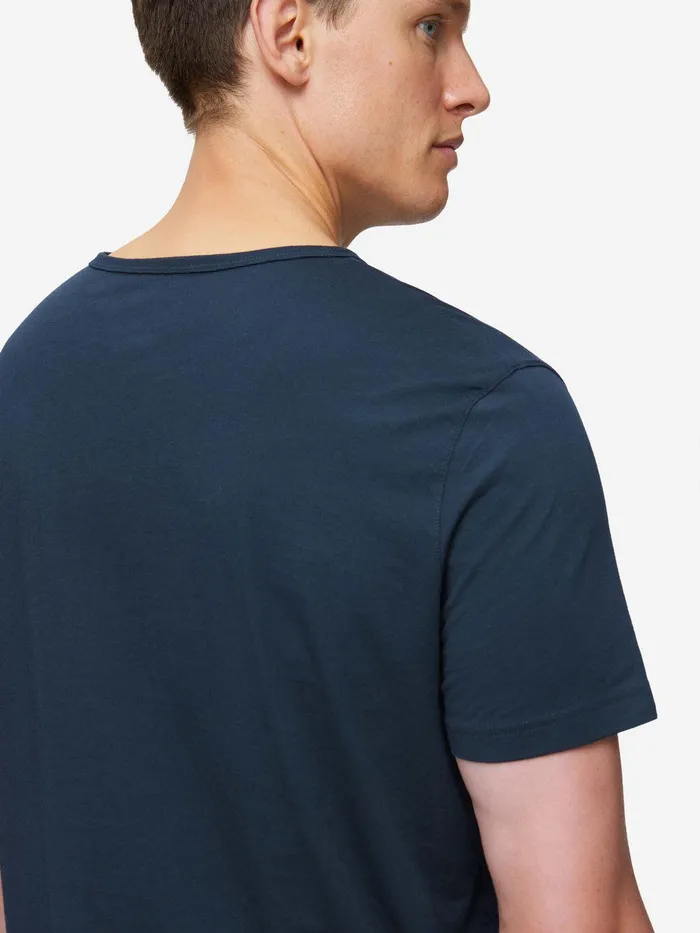 Derek Rose TShirt Riley Pima Cotton Navy Men Short Sleeve TShirts