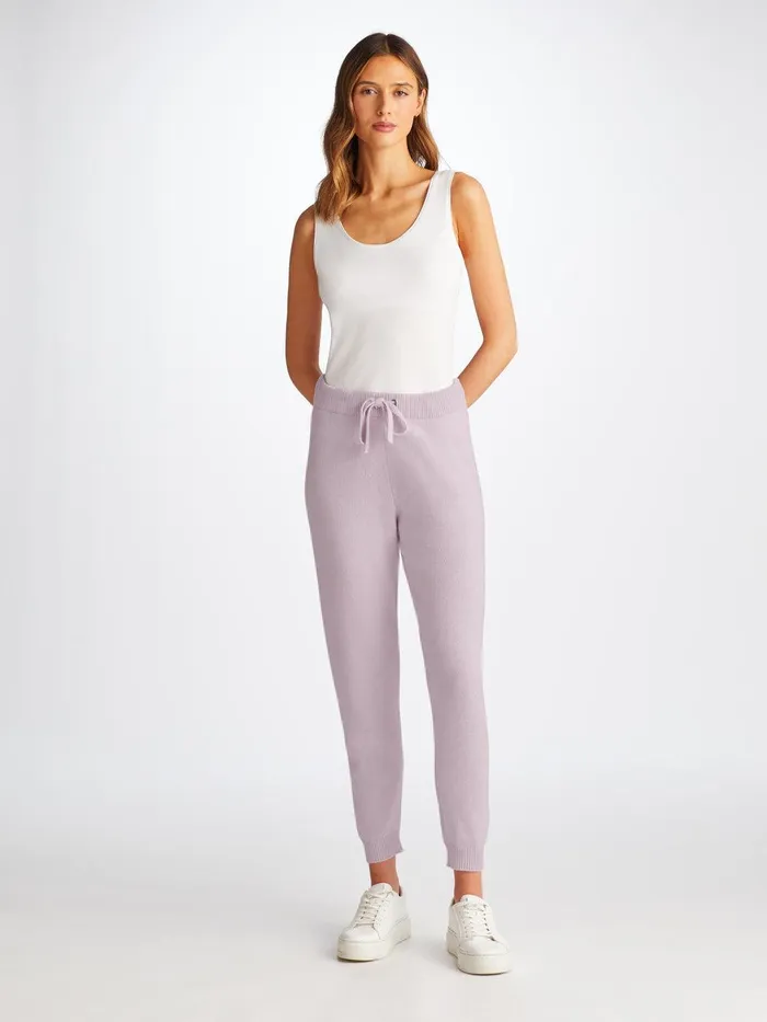 Derek Rose Track Pants Daphne Cashmere Lilac Women Cashmere Pants