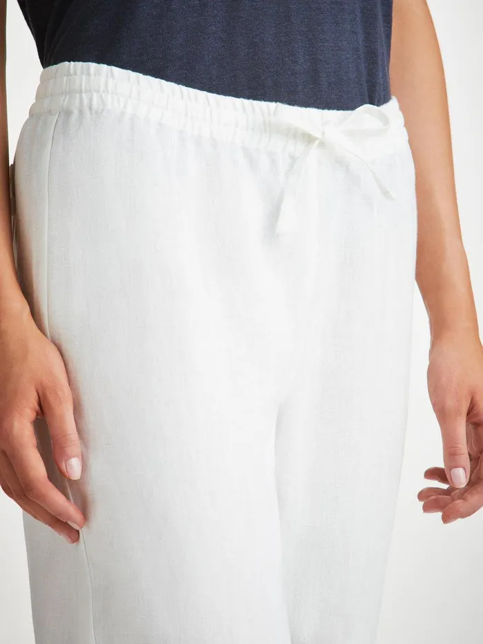 Derek Rose Trousers Vienna Linen White Women Casual Pants