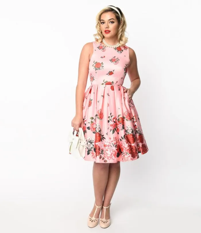 Dolly and Dotty Pink Raising Flowers Swing Dress DressesPlus Unique Vintage Pocket Dresses Dolly and Dotty Pink Raising Flowers Swing Dress DressesPlus Unique Vintage Pocket Dresses