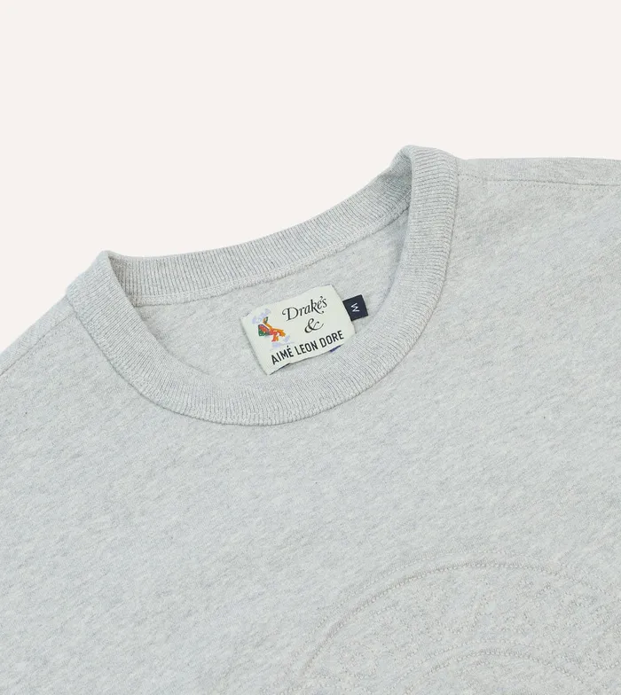 Drake039s Ald Grey Embossed Crewneck Sweatshirt Men Polos and Sweatshirts