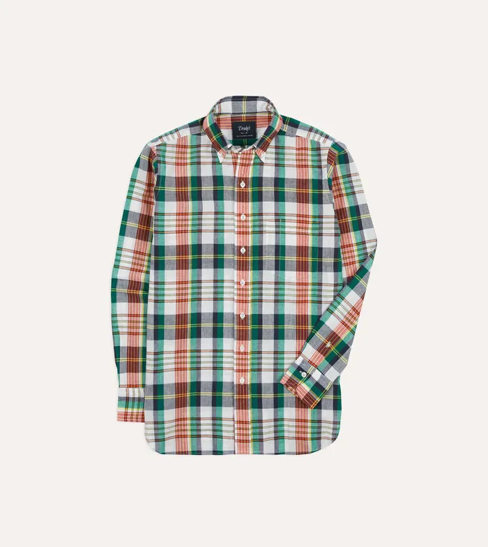 Drake039s Blue And Red Madras Check Cotton ButtonDown Shirt Men Checked Shirts Drake039s Blue And Red Madras Check Cotton ButtonDown Shirt Men Checked Shirts