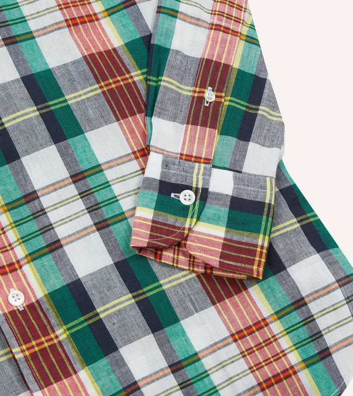 Drake039s Blue And Red Madras Check Cotton ButtonDown Shirt Men Checked Shirts