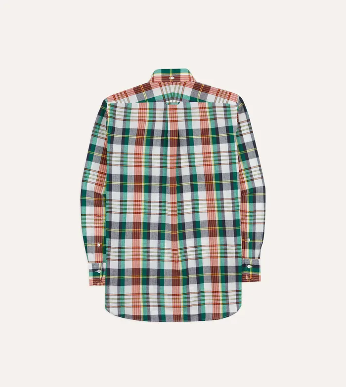 Drake039s Blue And Red Madras Check Cotton ButtonDown Shirt Men Checked Shirts