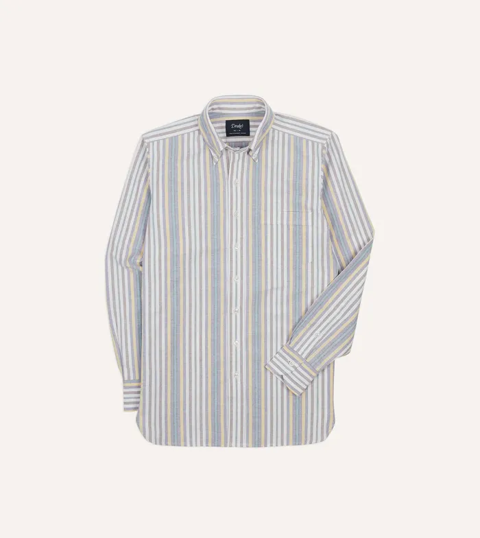 Drake039s Blue Multi Stripe Cotton Oxford Cloth ButtonDown Shirt Men Oxford Shirts Drake039s Blue Multi Stripe Cotton Oxford Cloth ButtonDown Shirt Men Oxford Shirts